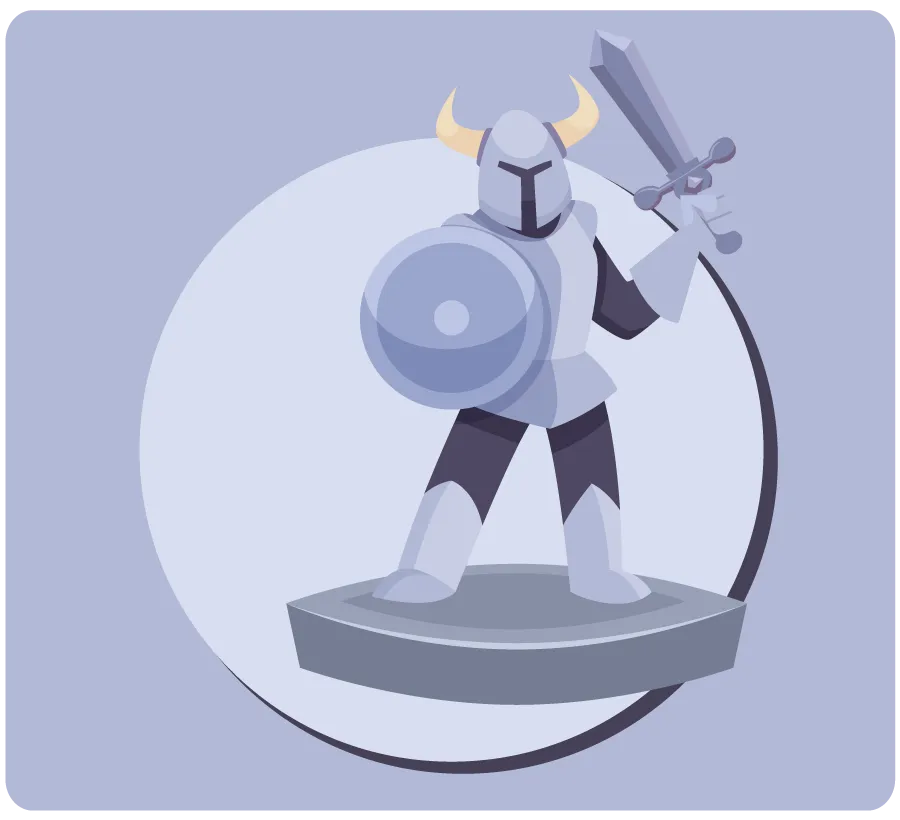Illustration of an armored knight holding a sword